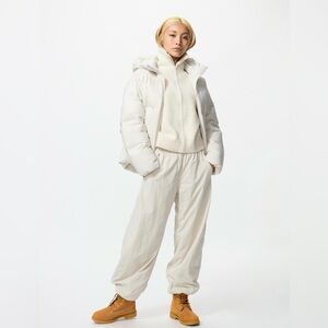 Uniqlo Warm Lined Pants White High Waist Straight Leg Size M 29.5” Inseam